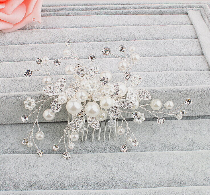 ヘッドアクセサリー ヘアアクセサリー ハンドメイドヘッドドレス かんざし パールブライダル 上品 アクセサリー ピアス ストーン キラキラ ガラス クリスタル カラードレス 結婚式 二次会 パーティードレス 演奏会 発表会 花嫁acs-wd006