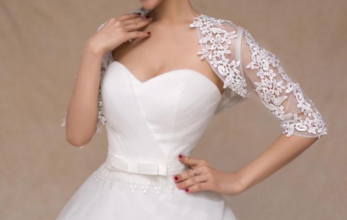 ランキング1位獲得♪ホワイト ウエディングボレロ 袖あり レースボレロ ヴェール レース 小物 ブライダル，ウェディング レースベール 上品 二次会 コンパクト収納 小物 演奏会 お嫁さん 手袋 花嫁♪DORES-AC012 ショール