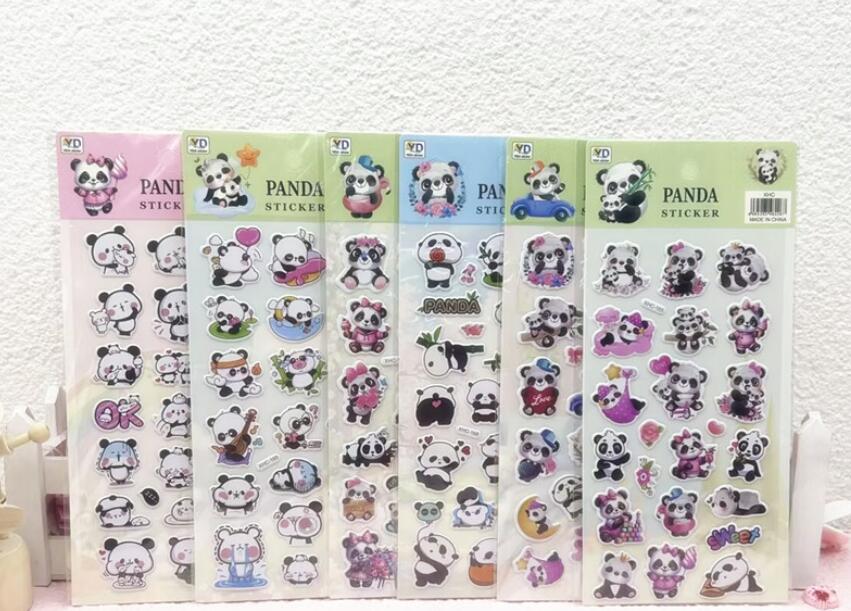 乐天商城 - 選べる5タイプ パンダ ステッカー シールセット｜可愛い 動物 キャラクター 手帳 デコ 子ども用 ぷっくらシール
