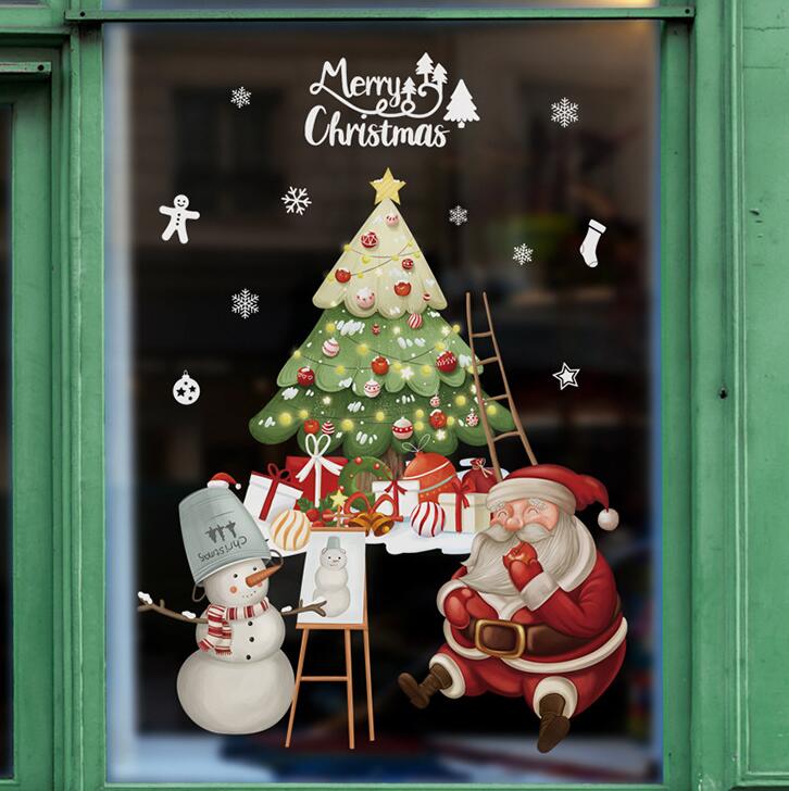 クリスマス ウォールステッカー 静電ステッカー ウォールシール 剥がせる 自己粘着 写真背景D Merry Christmas 部屋 店舗 窓 ガラス ドア 飾り DIY
