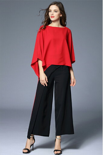 新作 pants-f004レディス パンツ オールインワン ガウチョ セットアップ パンツドレス 大きいサイズ 春 夏 赤 白 S-XL