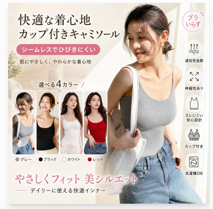 【接触冷感】カップ付きキャミソール ブラトップ レディース 冷感 インナー キャミソール カップ付き ブラいらず ノ…