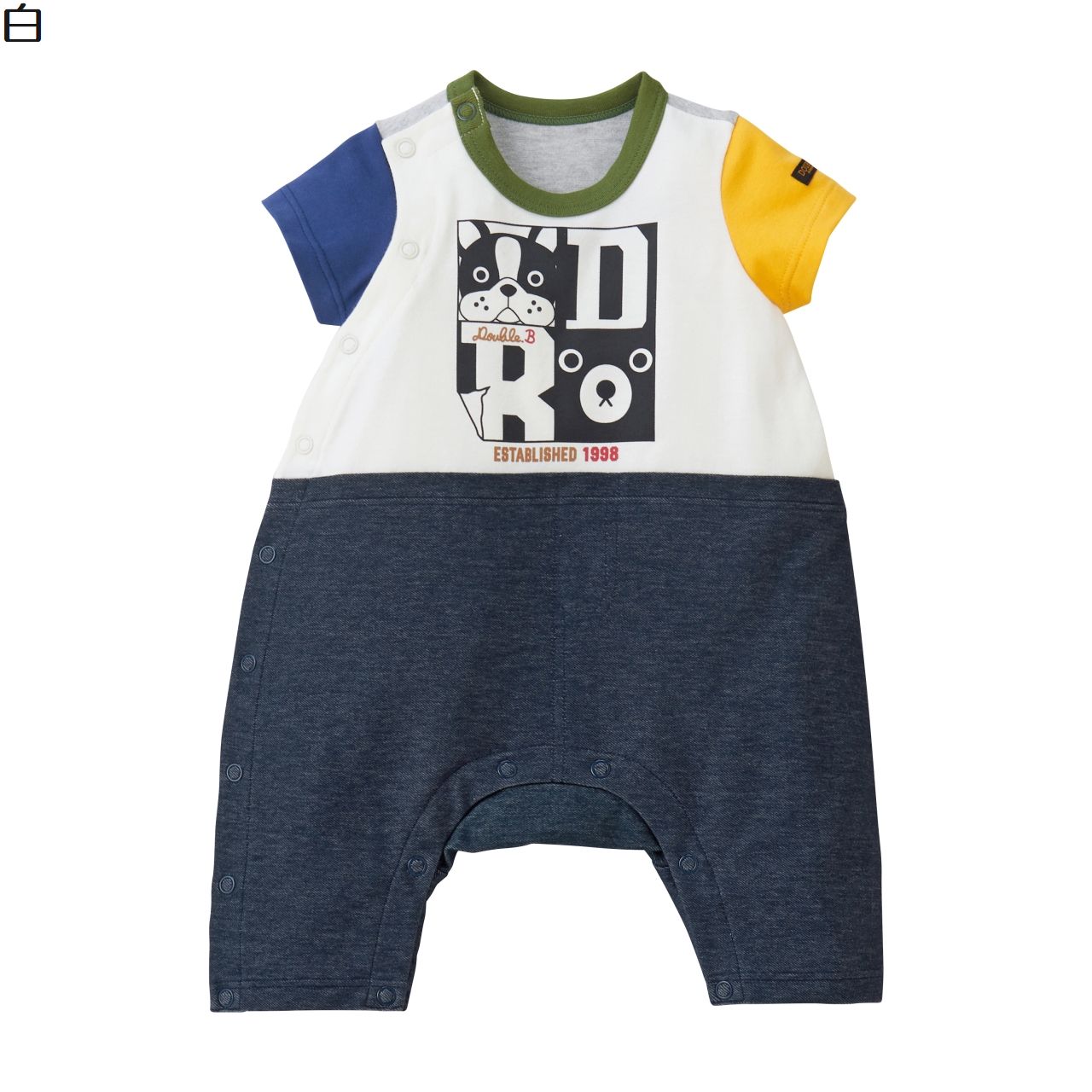楽天ririkaririka　楽天市場店【★￥2,000 1,000 限定クーポン＋ポイント5倍】〇【ミキハウス・ダブルB】【SALE・アウトレット】ショートオール15000【3,980円以上で送料無料（国内）】70cm白