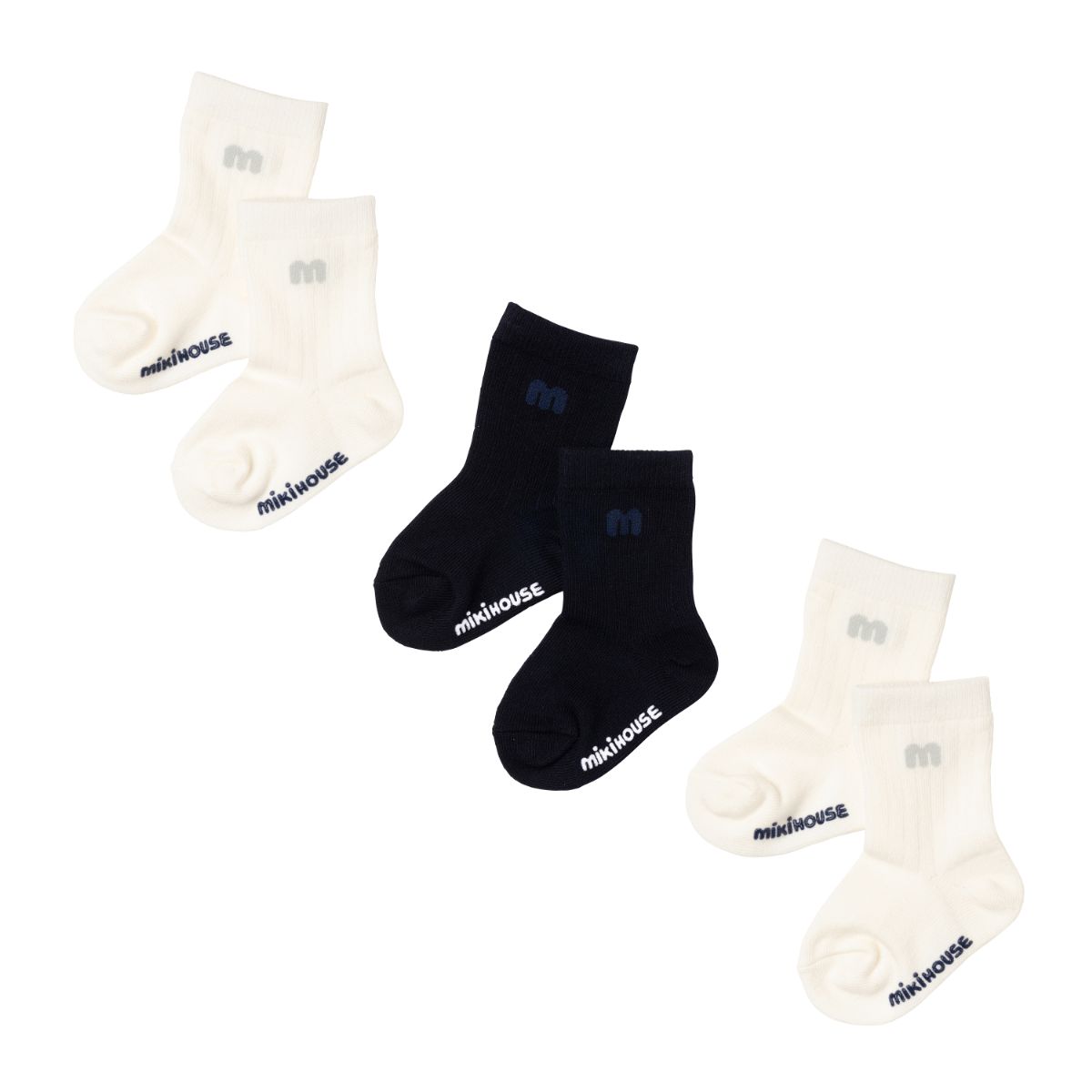 楽天ririkaririka　楽天市場店【★ポイント10〜1倍】〇【ミキハウス】ロゴ ソックスパック【3,980円以上で送料無料（国内）】11-13cm白1100