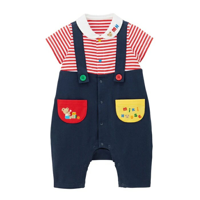 楽天ririkaririka　楽天市場店【★ポイント10〜1倍】〇【ミキハウス】ベアショートオール【3,980円以上で送料無料（国内）】24200