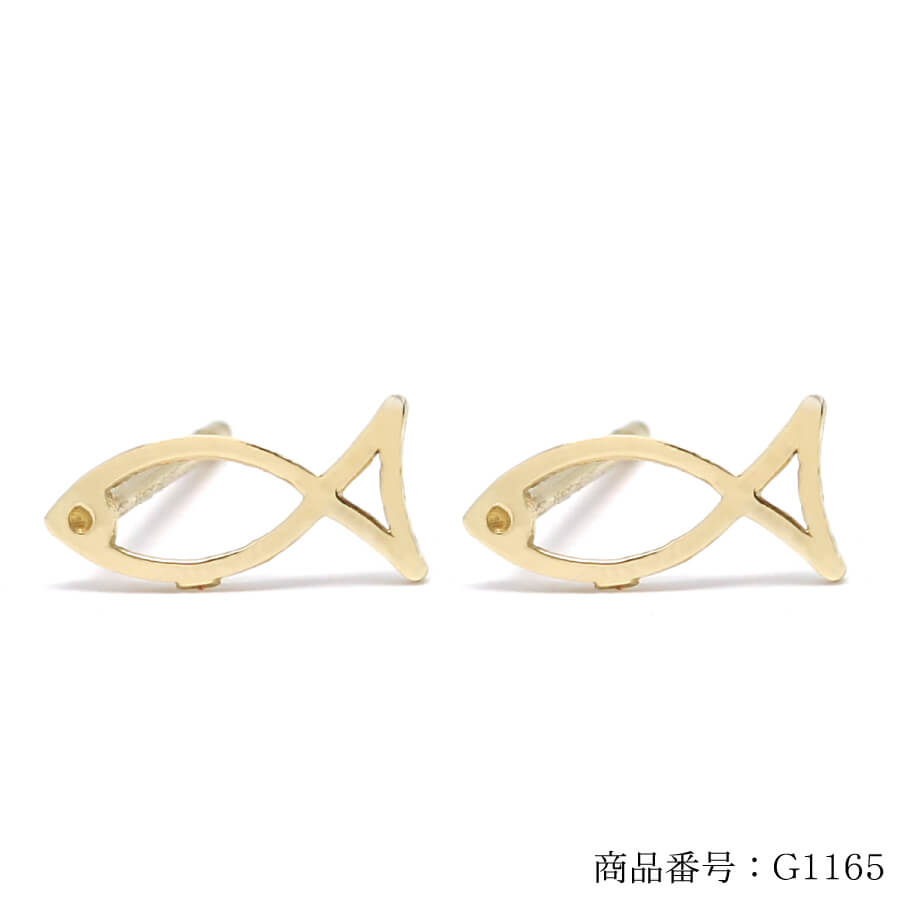 ピアス ゴールド pierce K10ゴールド 魚 さかな レディス 女性用 10金 10K