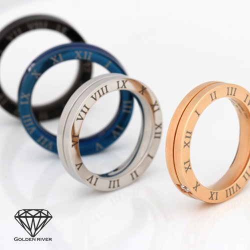 ペアリング アラビア数字 キュービックジルコニア 316Lステンレスリング