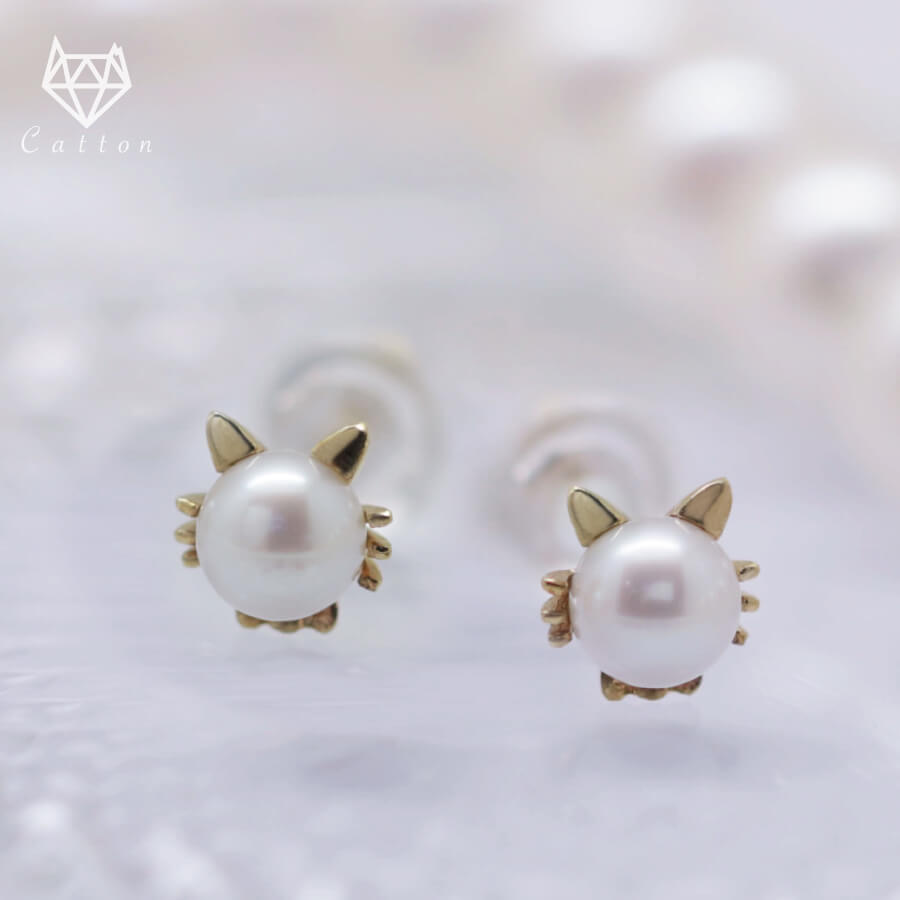 ピアス 猫 パール ネコ cat 猫モチーフ シルバー925 SV925