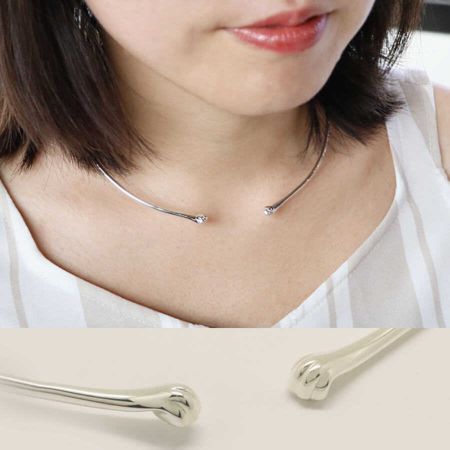 猫の手 肉球 ネックレス チョーカー シルバー925 リバーシブル