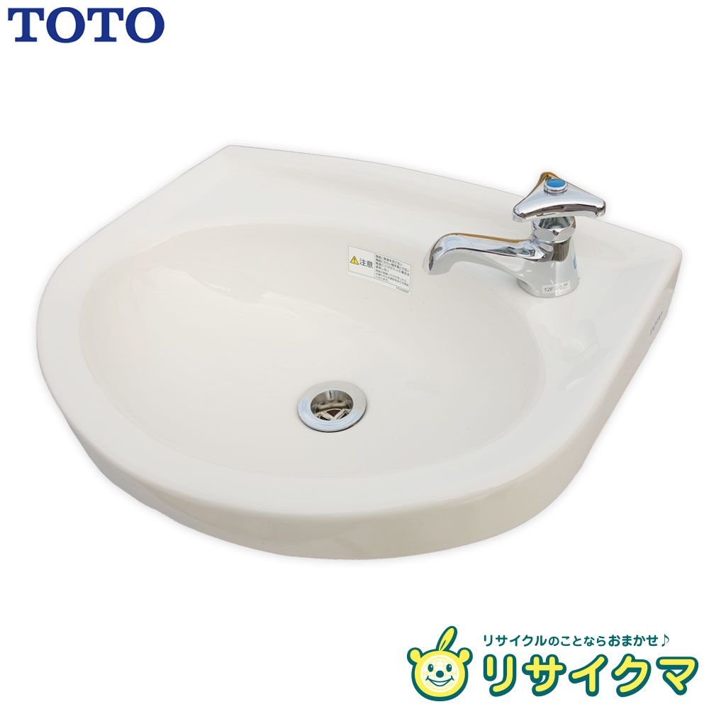 【中古】M▽TOTO 手洗器 手洗い 壁掛け #SC1 パステルアイボリー 単水栓 L30D 12F (30599)