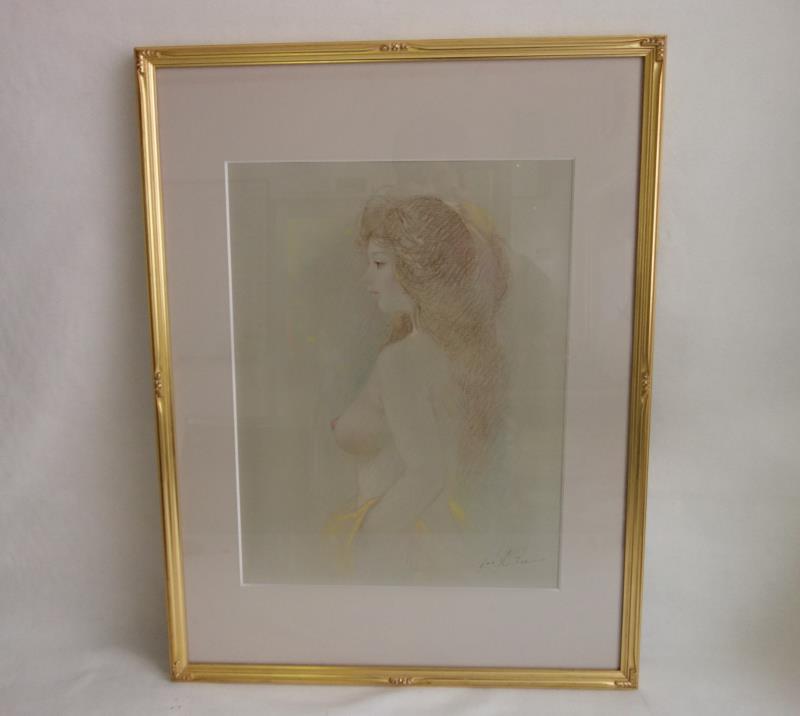 リサイクマのリサイクルショップの【中古】【真作】M▽進徹 パステル画 裸婦 女性 絵画 額縁 ■送料無料対象外・送料別途必要■ (38154)｜アングル2