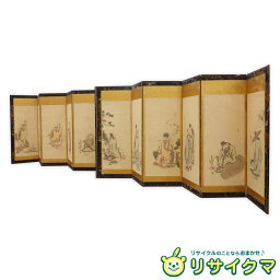 【中古】K▼屏風 六曲一双 時代図屏風 唐人物画 中国 ■大型商品・送料別途必要■ (22918)