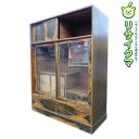 【中古】K▼食器棚 水屋 茶箪笥 黒柿 和箪笥 タンス 飾り棚 ■大型商品・送料別途必要■ (37608)