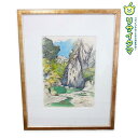 【中古】M▽山中徳次 水彩 絵画 額縁 断魚渓 ■送料無料対象外・送料別途必要■ (37910)