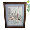 【中古】M▽マーティン・バリー martin barry 版画 額縁 エディションナンバー Dockside Harborplace ■送料無料対象外・送料別途...