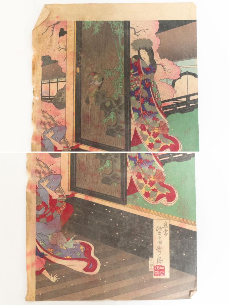 リサイクマのリサイクルショップの【中古】M▽望斎秀月 弓張月之内 1885年 木版画 浮世絵 錦絵 大判 3枚揃 ■送料無料対象外・送料別途必要■ (224)｜アングル3