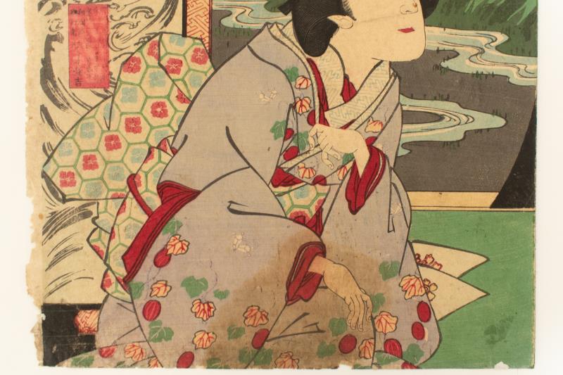 リサイクマのリサイクルショップの【中古】M▽豊原国周 岩井松之助 明治 木版画 役者画 歌舞伎絵 浮世絵 錦絵 大判 不揃い ■送料無料対象外・送料別途必要■ (277)｜アングル3