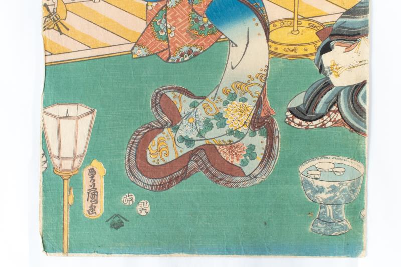 リサイクマのリサイクルショップの【中古】M▽歌川国貞 風流東舞振 1855年 木版画 美人画 浮世絵 錦絵 大判 不揃い ■送料無料対象外・送料別途必要■ (318)｜アングル3