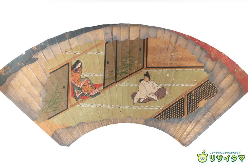 其它 - 【中古】M▽扇面 扇子 マクリ メクリ やまと絵 奈良絵 土佐絵 人物画 古画 平安時代 ■送料無料対象外・送料別途必要■ (376)