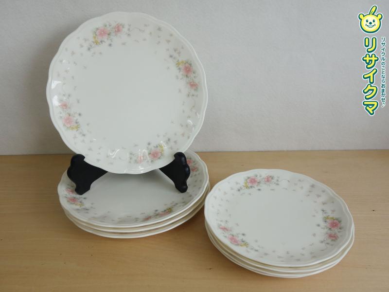 Rakuten - 【中古】M▽プレート 8枚セット 皿 花柄 フラワー ピンク New Bone China HONEY WAVE ■送料無料対象外・送料別途必要■ (40312)
