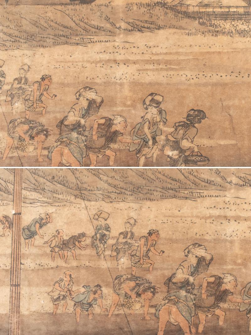 リサイクマのリサイクルショップの【中古】M▽歌川広重 木版画 浮世絵 錦絵 1832年 江都名所 洲崎しほ干狩 ■送料無料対象外・送料別途必要■ (308)｜アングル3