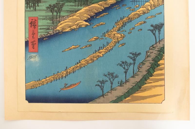 リサイクマのリサイクルショップの【中古】M▽歌川広重 六十余州名所図会 筑後 簗瀬 木版画 風景画 浮世絵 錦絵 大判 ■送料無料対象外・送料別途必要■ (K00570)｜アングル3