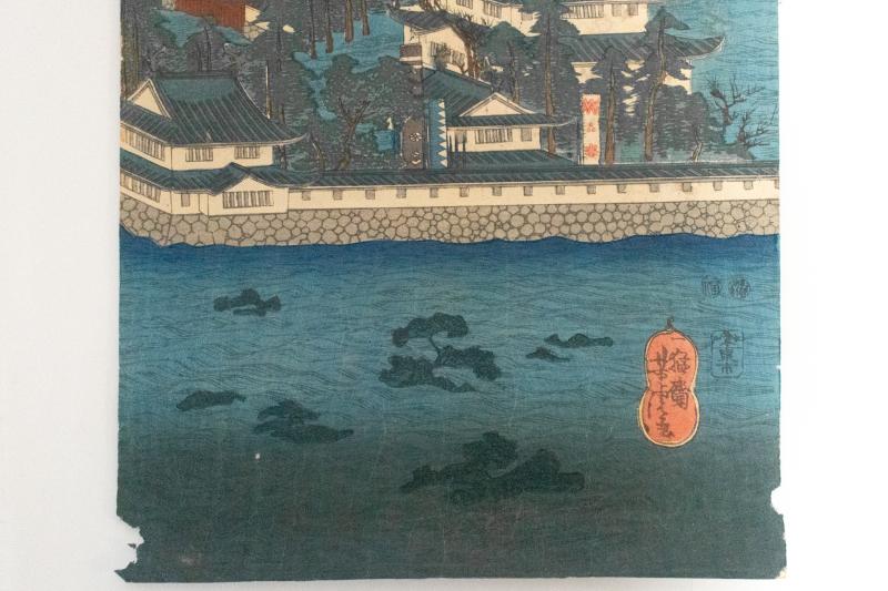 リサイクマのリサイクルショップの【中古】M▽歌川芳虎 水攻防戦之図 木版画 浮世絵 錦絵 大判 不揃い ■送料無料対象外・送料別途必要■ (K00649)｜アングル3
