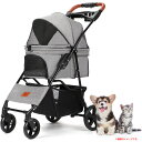 D6885YO ◆0720_1凹【アウトレット品】ペットカート キャリー 犬 猫 Aikenn ペットバギー(グレー) 折りたたみ 4輪 未使用 ペット用品