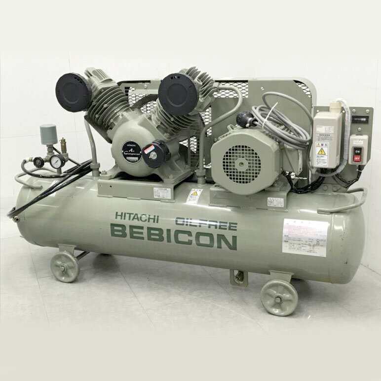 E0021NU 【美品】エアーコンプレッサー 50Hz 日立 2.20P-9.5GP5 オイルフリーベビコン 空気圧縮機工具..