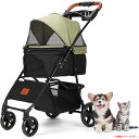 D5788YO ◆0426【アウトレット品】ペットキャリー バギー カート Aikenn グリーン+ブラック 犬 猫 折りたたみ 4輪未使用 ペット用品