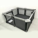 D9004YO ◆1120_1凹【美品】ベビーサークル プレイヤード Sweeby 杢ブラック 150x150cm 折りたたみ式 一体型ベビー【中古】