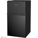 D7064YO ■0712【未使用品】冷凍冷蔵庫 95L 左右開き対応 2ドア SAMKYO GU90 ブラック 耐熱天板 静音家電