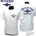 2024年春夏新作 THE FLAT HEAD（ザ・フラットヘッド） FLYING WHEEL/フライングホイール 半袖Tシャツ ホワイト×ネイビー FN-THC-202
