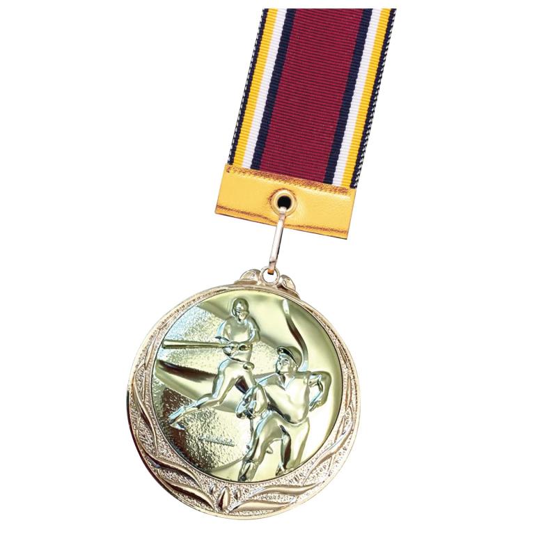 表彰 メダル 文字入り 直径7cm 首掛けリボン付き スタンドケース付き 日本製 高級 重量感