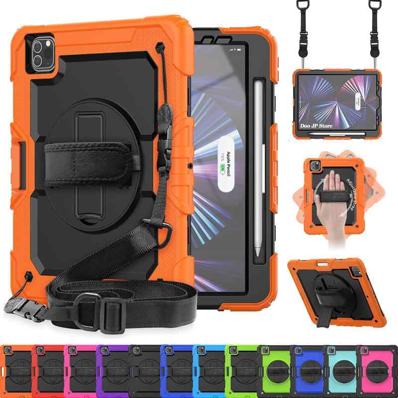 「内蔵スクリーンプロテクター」Doo iPad Pro 11 ケース iPad Pro ショルダーケース 11インチ第4/3/2/1世代対応 耐衝撃 カバー ペン収納付き Pencil2対応 360°回転キックスタンド 手持ちバンド ショル