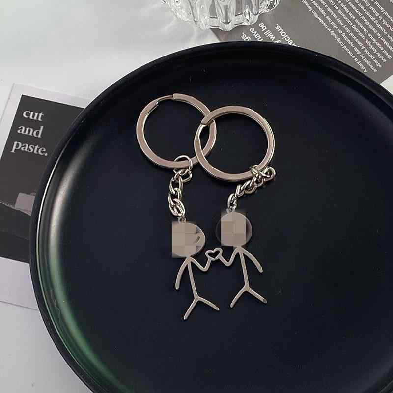 乐天商城 - バッグチャーム キーホルダー 棒人間 ハート 中指 ジェスチャー カップル用 かわいい 個性的 ユーモア 学生向け アクセサリー 日常使い
