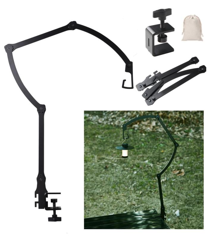 ランタンスタンド クランプ式 ライトスタンド 卓上 キャンプ ランタン スタンド テーブル30mm以内対応可 折りたたみ式 軽量 携帯便利 コンパクトサイズ 組み立て簡単(4)