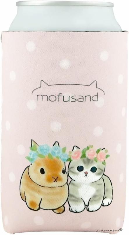アウトドア オフィス 便利な 缶カバー もふさんど うさぎとねこ 350ml～500mlの缶やペットボトルの使用に 水滴でテーブルをよごすこと..