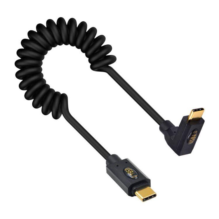 Duttek 240W Thunderbolt 3 USB Cコイル変換ケーブル, USBタイプCオスオススパイラルケーブルは、40Gbpsのデータ転送、8K@60Hzビデオ、240W PD高速充電