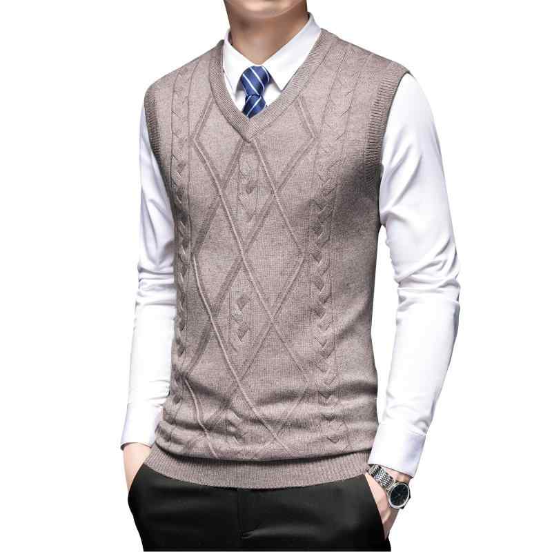 [Suwangi] ベスト メンズ Vネック ニットベスト ビジネス ウール混 セーターベスト ケーブル編み 紳士服 防寒 家庭洗濯OK