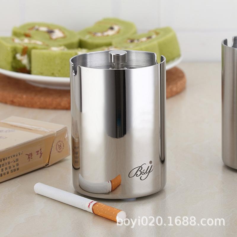 車載 灰皿 ステンレス 二重構造 蓋付き ミニサイズ 水筒置き コンパクト 車内用 耐久性