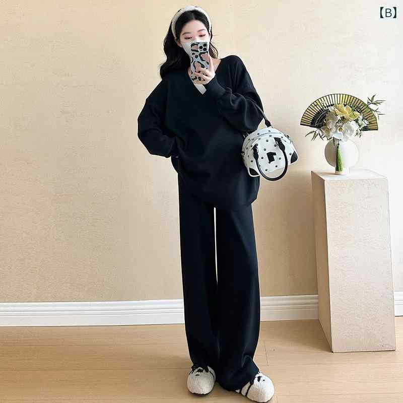 マタニティ ゆったり ニット セーター ワイド レッグ パンツ セットアップ 春 スタ...