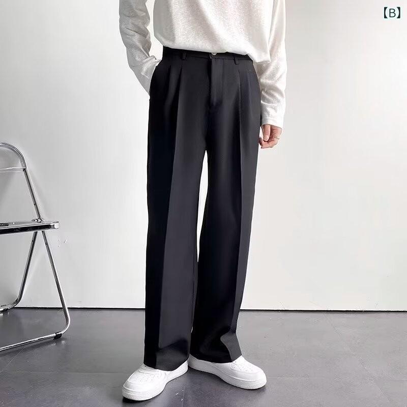 スーツパンツ メンズ 春 ブラック ゆったり ワイドレッグ ストレート 風 高級感 ドレープ感 通勤用 ビジネスカジュアル 快適 ロング丈 rise0729ri-10159307 日用雑貨 RISE楽天市場店 サンプル画像3