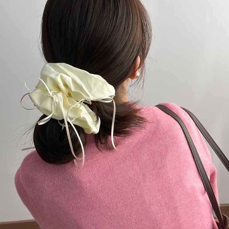 レディース ヘアゴム 少女向け バレエ風 フランススタイル リボン 蝶結び 大型 単色 上品 シンプル かわいい 普段使い 伸縮性