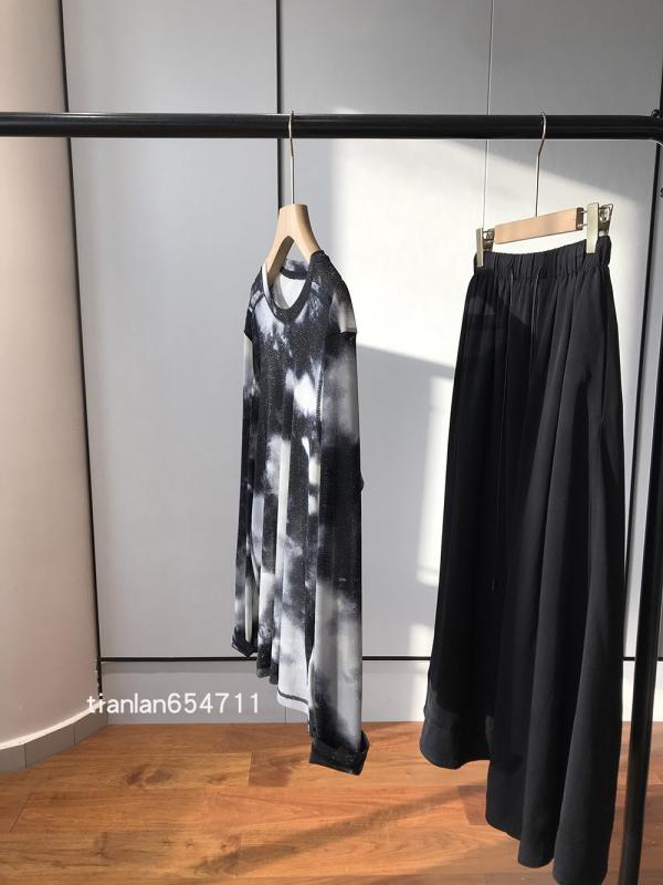 Other - 長袖 Tシャツ メッシュ シースルー インナー トップス 水墨風 抽象柄 グラデーション デザイン 高級感 軽量 伸縮性 女性用 普段使い