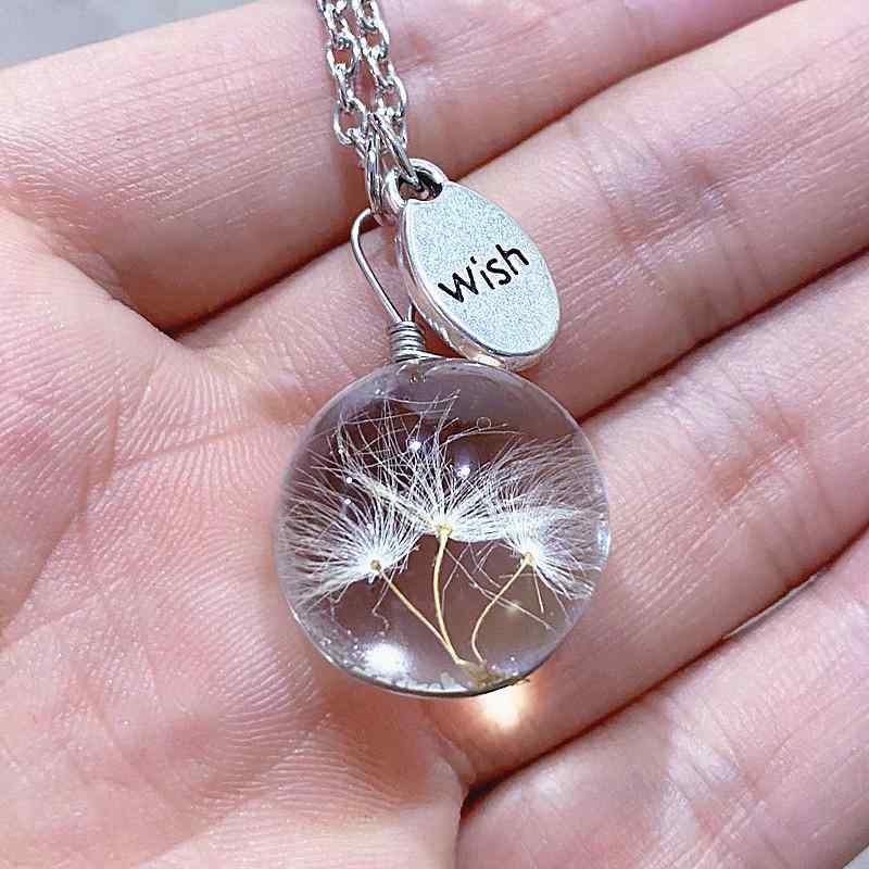 Paraiba - ネックレス レディース ガラス製 タンポポ 種子入り 願い瓶 ハンドメイド 幸運 花モチーフ ペンダント アクセサリー 日常使い かわいい デザイン