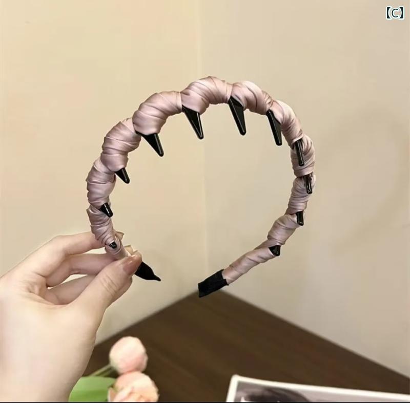 ヘアアクセサリー リバーシブル サテン素材 厚手 ウェーブデザイン 柔らか 洗練 高...