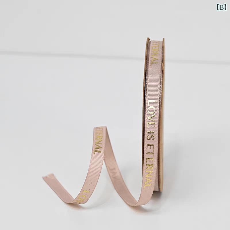 リボン ギフト包装用 幅2.5cm 金箔 花柄 螺旋模様 サテン生地 英語文字 ケーキ 花...