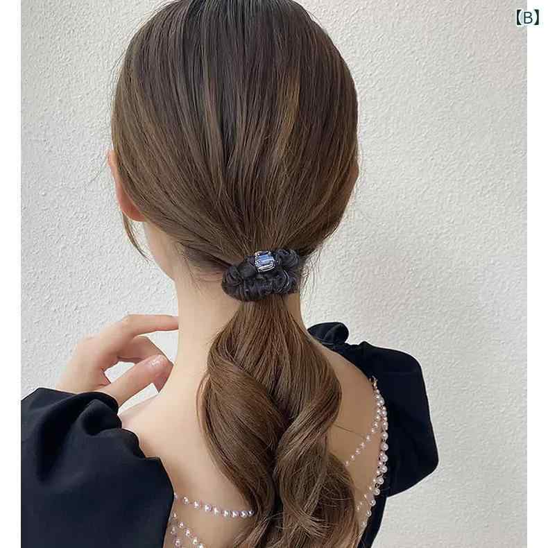 レディース ヘアゴム チュール クリスタル 高級感 伸縮性 かわいい 装飾 軽量 細型...