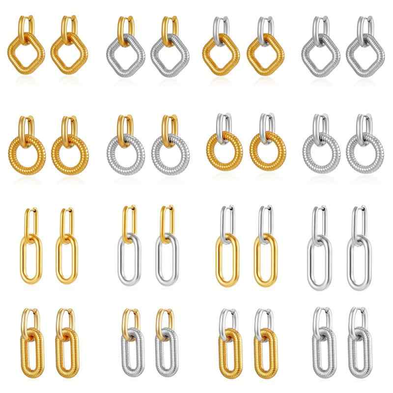 イヤリング レディース 高級感 宝飾品 アクセサリー ファッションジュエリー 四角形 ペンダント 楕円形 18Kメッキ ステンレススチール 金属アレルギー対応 普段使い 通勤用 プレゼント ギフト ラッキーアイテム 体系カバー 大きいサイズ ゆったり 細